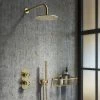 Arezzo Brushed Brass Industrial Style Shower System with Concealed Valve, Head + Handset 2 Arezzo Brushed Brass Industrial Style Shower System with Concealed Valve, Head + Handset -Showers Shop IS4BBPK n p