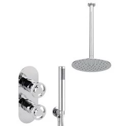 Arezzo Chrome Industrial Style Shower System with Concealed Valve, Handset + Ceiling Mounted Head -Showers Shop IS5CHPK d6 460