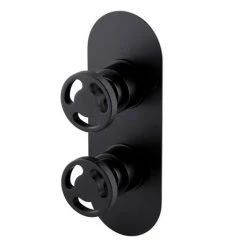 Arezzo Matt Black Industrial Style Shower System with Valve, Handset + Ceiling Mounted Head -Showers Shop IS5MBPK d1 460