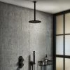 Arezzo Matt Black Industrial Style Shower System with Valve, Handset + Ceiling Mounted Head -Showers Shop IS5MBPK n p