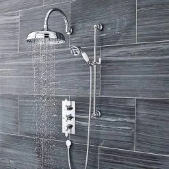 Nuie Edwardian Triple Concealed Thermostatic Shower Valve with Rectangular Plate - ITY315 -Showers Shop ITY315 d1 460