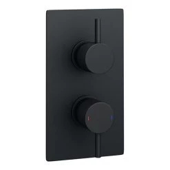 Arezzo Round Modern Twin Concealed Shower Valve with Diverter - Matt Black