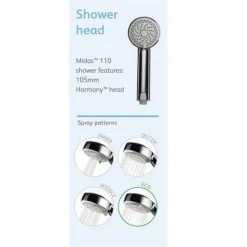 Aqualisa Midas 110 Bath Shower Mixer with Adjustable Head - MD110BSM 9 Aqualisa Midas 110 Bath Shower Mixer with Adjustable Head - MD110BSM -Showers Shop MD110BSM D3N 460