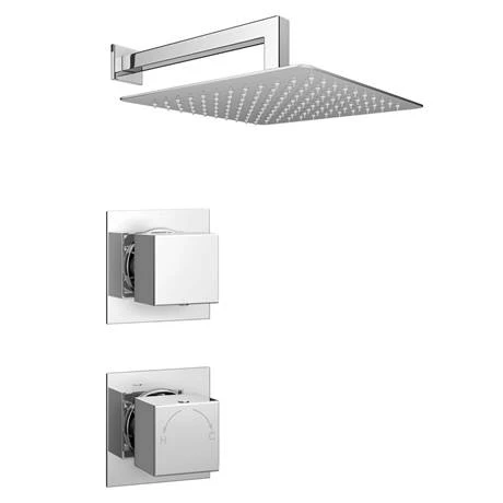 Milan Square Concealed Individual Stop Tap + Thermostatic Control Valve with 300mm Shower Head 6 Milan Square Concealed Individual Stop Tap + Thermostatic Control Valve with 300mm Shower Head - Image 4