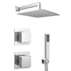 Milan Square Concealed Individual Diverter + Thermostatic Control Valve with Handset + 300mm Shower Head 10 Milan Square Concealed Individual Diverter + Thermostatic Control Valve with Handset + 300mm Shower Head -Showers Shop MIL ISV PK2 nwd1 460