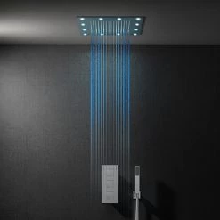 Milan 400mm LED Square Shower Package with Concealed Valve + Handset