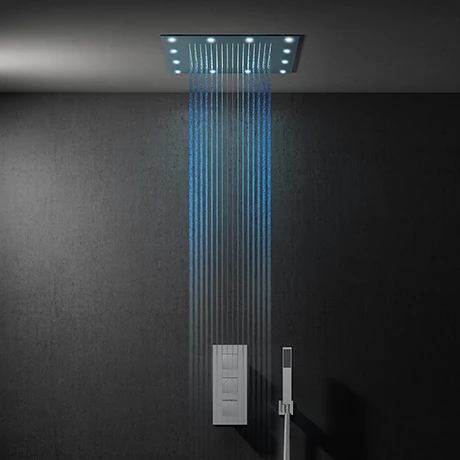 Milan 400mm LED Square Shower Package with Concealed Valve + Handset 3 Milan 400mm LED Square Shower Package with Concealed Valve + Handset