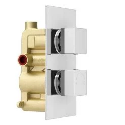 Milan Twin Concealed Shower Valve inc. Ultra Thin 300 x 300mm Head + Vertical Arm -Showers Shop MILPK001 n d5 460