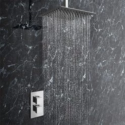 Milan Twin Concealed Shower Valve inc. Ultra Thin 300 x 300mm Head + Vertical Arm