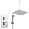 Milan Twin Shower Valve inc. Outlet Elbow, Handset + Ultra Thin Head with Vertical Arm -Showers Shop MILPK002 nw p