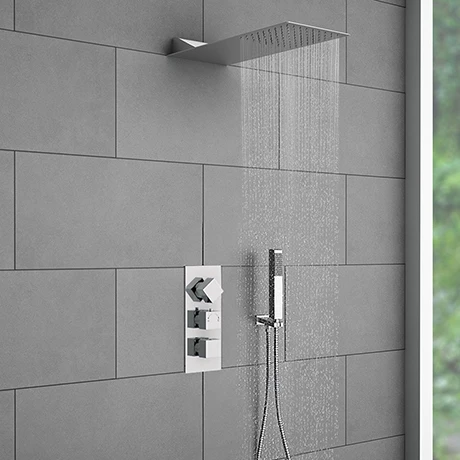Milan Square Shower Package incl. Flat Fixed Head + Handset 3 Milan Square Shower Package incl. Flat Fixed Head + Handset