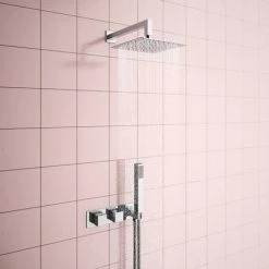 Milan Square Wall Mounted Thermostatic Shower Valve with Handset -Showers Shop MILSVH d3 460