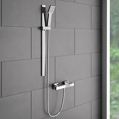 Milan Bar Shower Package w. Flat Minimalist Slider Handset Kit 3 Milan Bar Shower Package w. Flat Minimalist Slider Handset Kit