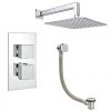 Milan Modern Shower Package (Fixed Shower Head + Overflow Bath Filler) -Showers Shop MMSP PK p