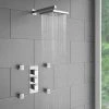 Milan Square Concealed Triple Shower Valve with Fixed Head & 4 Body Jets - Chrome -Showers Shop MSQSVBJ p