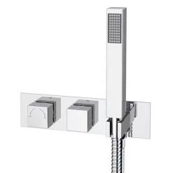 Milan Square Shower System (200mm Fixed Head, Handset + Integrated Parking Bracket) -Showers Shop MSVHCHPK2 d3 460