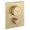 Crosswater MPRO Crossbox Push Brushed Brass 3 Outlet Trim Set -Showers Shop PROCBPUSH2500LBPF P
