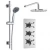 Pablo Triple Thermostatic Valve with Round Shower Head and Slider Rail Kit 2 Pablo Triple Thermostatic Valve with Round Shower Head and Slider Rail Kit -Showers Shop PTTVSS Np