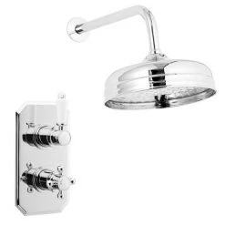 Nuie Edwardian Twin Concealed Thermostatic Shower Valve with 8" Apron Fixed Head -Showers Shop Premier Edwardian Twin Concealed Thermostatic Shower Valve inc 8 Apron Fixed Head d1 460
