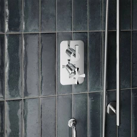 Burlington Riviera Chrome Art Deco 2 Outlet Thermostatic Concealed Shower Valve 4 Burlington Riviera Chrome Art Deco 2 Outlet Thermostatic Concealed Shower Valve - Image 2