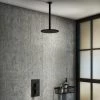 Arezzo Matt Black Round Shower Package with Concealed Valve + Ceiling Mounted Head -Showers Shop RD2BLKPKCM n p