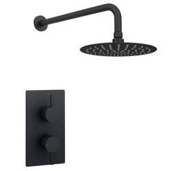 Arezzo Matt Black Round Shower Package with Concealed Valve + Head -Showers Shop RD2BLKPK n d1 460