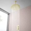 Arezzo Brushed Brass Twin Concealed Shower Valve inc. 300mm Head + 200mm Ceiling Mounted Arm -Showers Shop RD32BBPKCM p