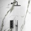 Arezzo Matt Black Round Triple Thermostatic Shower Pack with Head + Handset -Showers Shop RD3BLKPK np1