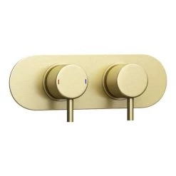 Arezzo Brushed Brass Round Thermostatic Shower Pack with Head + Handset (Oval Backplate) -Showers Shop RD4BBPKR d5 460