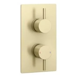 Arezzo Brushed Brass Round Thermostatic Shower Pack with Head + Handset 11 Arezzo Brushed Brass Round Thermostatic Shower Pack with Head + Handset -Showers Shop RD4BBPK nw d1 460
