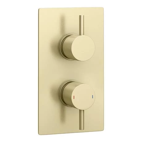 Arezzo Brushed Brass Round Thermostatic Shower Pack with Head + Handset 6 Arezzo Brushed Brass Round Thermostatic Shower Pack with Head + Handset - Image 4