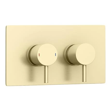 Arezzo Brushed Brass Round Thermostatic Shower Pack with Head + Handset 7 Arezzo Brushed Brass Round Thermostatic Shower Pack with Head + Handset - Image 5