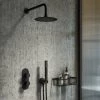 Arezzo Matt Black Round Thermostatic Shower Pack with Head + Handset (Oval Backplate) -Showers Shop RD4MBPKR p
