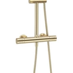 Crosswater Central Brushed Brass Height Adjustable Thermostatic Shower -Showers Shop RM530WF D2 460