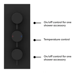 Arezzo Round Modern Triple Concealed Shower Valve - Matt Black 12 Arezzo Round Modern Triple Concealed Shower Valve - Matt Black -Showers Shop RTSV BLK n d1 460