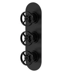 Hudson Reed Revolution Industrial Triple Concealed Thermostatic Shower Valve with Diverter - Matt Black - SIWTR403