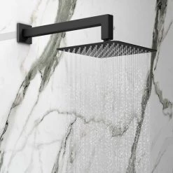 Arezzo Matt Black Square Shower Package (inc. Valve, 200 x 200 Square Head and 90-Degree Bend Arm) -Showers Shop SQ4BLKPK n detail1 460