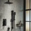 Arezzo Matt Black Square Thermostatic Shower Pack with Head + Slider Rail Kit 1 Arezzo Matt Black Square Thermostatic Shower Pack with Head + Slider Rail Kit -Showers Shop SQ5BLKPK n p