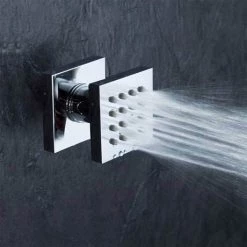 Milan Square Triple Valve with Diverter, Fixed Water Blade Shower Head + 6 Body Jets -Showers Shop SQSJ D1 460 1