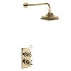 Burlington Trent Gold Thermostatic Concealed Single Outlet Shower Valve with 9" Fixed Head -Showers Shop TF1S GOLD V17 GOLD P