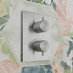 Crosswater 3ONE6 Stainless Steel Crossbox 2 Outlet Trimset -Showers Shop TSCB1000LBPS D1 460