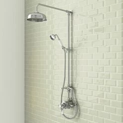 Showers Shop 29 Trafalgar Victorian Exposed Valve inc. Rigid Riser Kit, Diverter, 8" Rose + Handset