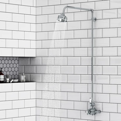 Trafalgar Traditional Twin Exposed Thermostatic Shower Valve + Rigid Riser 3 Trafalgar Traditional Twin Exposed Thermostatic Shower Valve + Rigid Riser