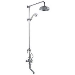 Hudson Reed Topaz Triple Thermostatic Shower Valve with Rigid Riser Kit & Bath Spout - TSVT103