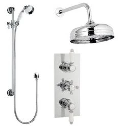 Traditional Concealed Shower Valve w. Slide Rail Kit & Wall Mounted Fixed Head