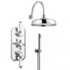 Trafalgar Triple Concealed Shower Valve inc. Outlet Elbow, Handset & Curved Arm with Fixed Head -Showers Shop Trafalgar Triple Concealed Shower Valve pack p