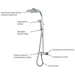 Triton Tees Thermostatic Bar Shower Mixer with Diverter & Kit - Chrome - UNTEBMDIV -Showers Shop UNTEBMDIV D4 460