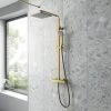 Venice Cubo Brushed Brass Modern Thermostatic Shower -Showers Shop VC68BRA P