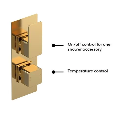 Venice Cubo Twin Thermostatic Shower Valve - Brushed Brass 4 Venice Cubo Twin Thermostatic Shower Valve - Brushed Brass - Image 2