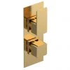 Venice Cubo Twin Thermostatic Shower Valve - Brushed Brass
